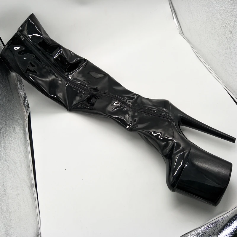 8 Inch Fetish Sexy Goth Red Pole Dancing 20cm Knee High Boots For Women Long Gothic Platform Stripper Shoes Iighter queen combat - view 5