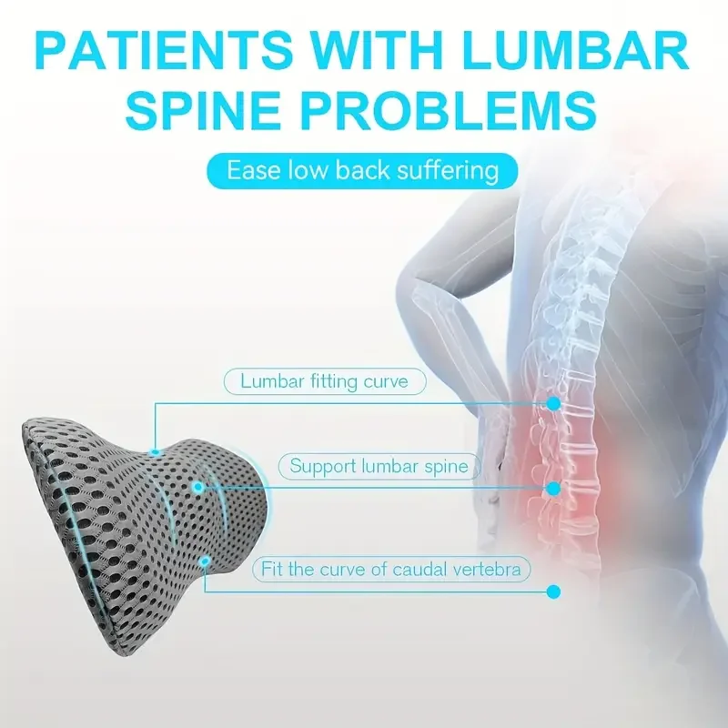 وسادة قطنية مريحة من إسفنج الذاكرة للظهر - غطاء قماش متماسك ناعم متوسط، قابل للإزالة، مثالي لمقعد السيارة وكرسي المكتب #3