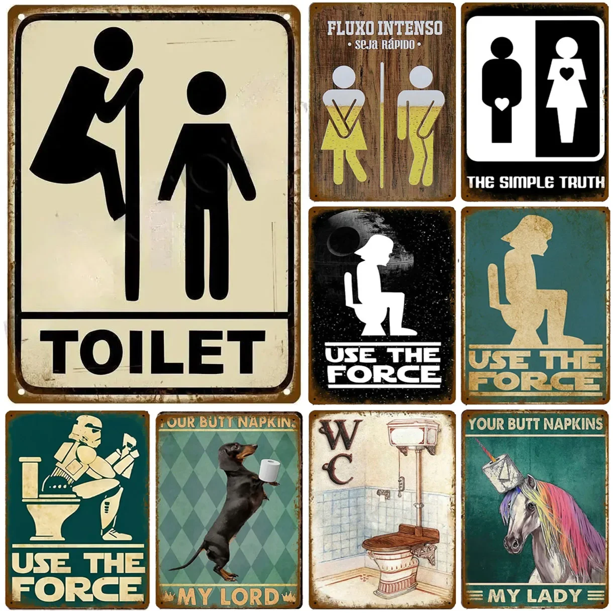 

Metal Tin Signs Washing Room Toilet Wall Decoration Plaque Vintage Art Posters Iron Painting for Man Cave Home Cafe Club Bar