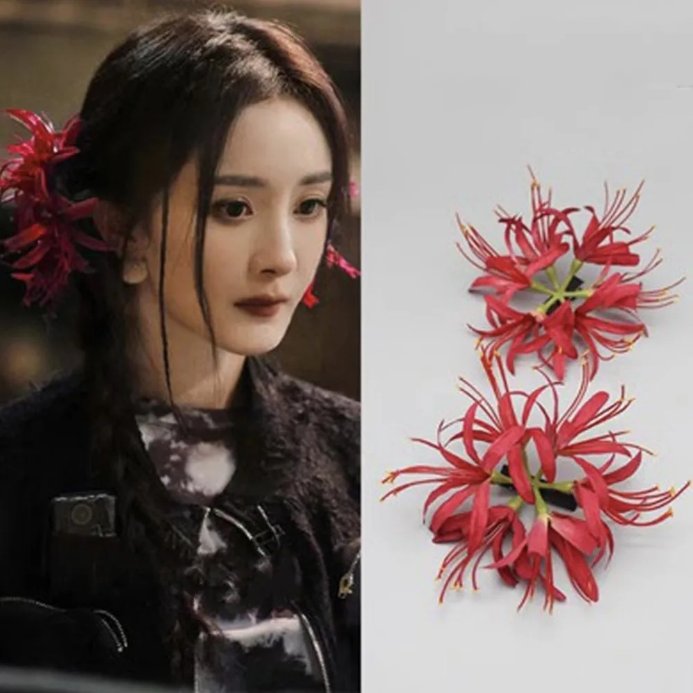 Lycorisradiata Flower Hair Clip Cloth Korean Style Simulation Flower Hairpins Duckbill Clip Chinese Style Barrettes