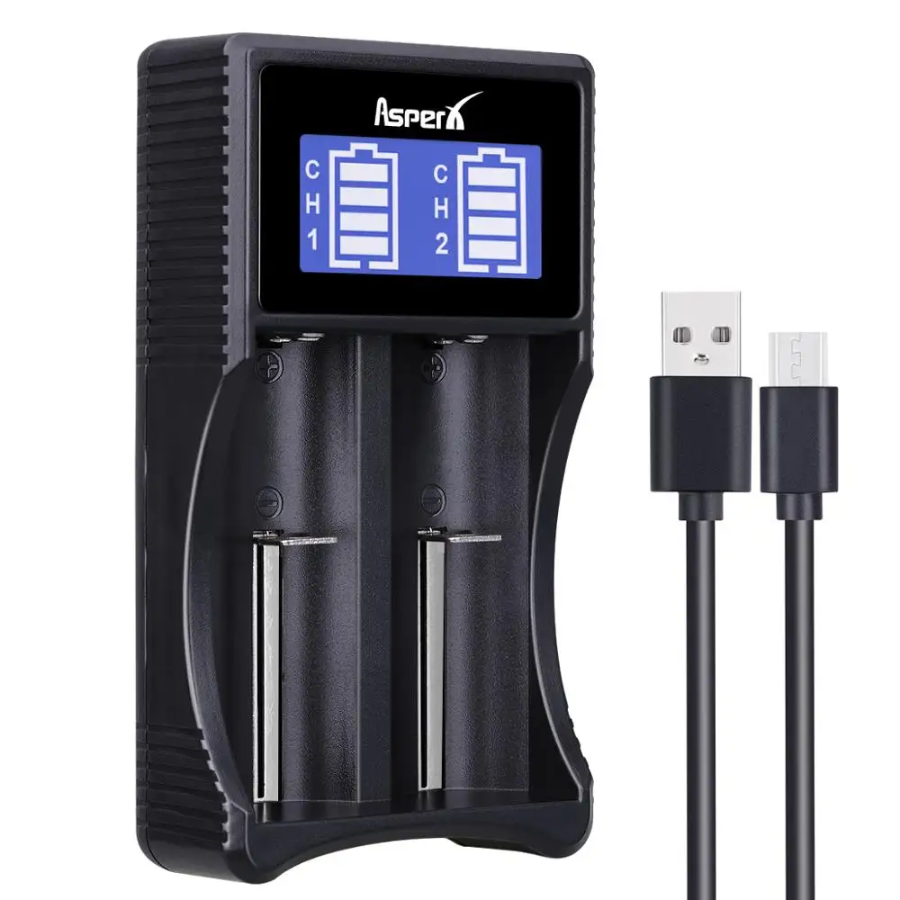 Cargador USB Dual para batería de iones de litio, Cargador Universal inteligente LCD, 18500, 18350, 17670, 17500, 26650, 22650, 18650
