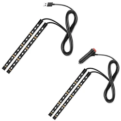 Car Interior Decorative Lamps Strip Atmosphere Light 12 LED Usb Foot Pad Decor Atmosphere Light Neon Strip Tuto Colorful Light