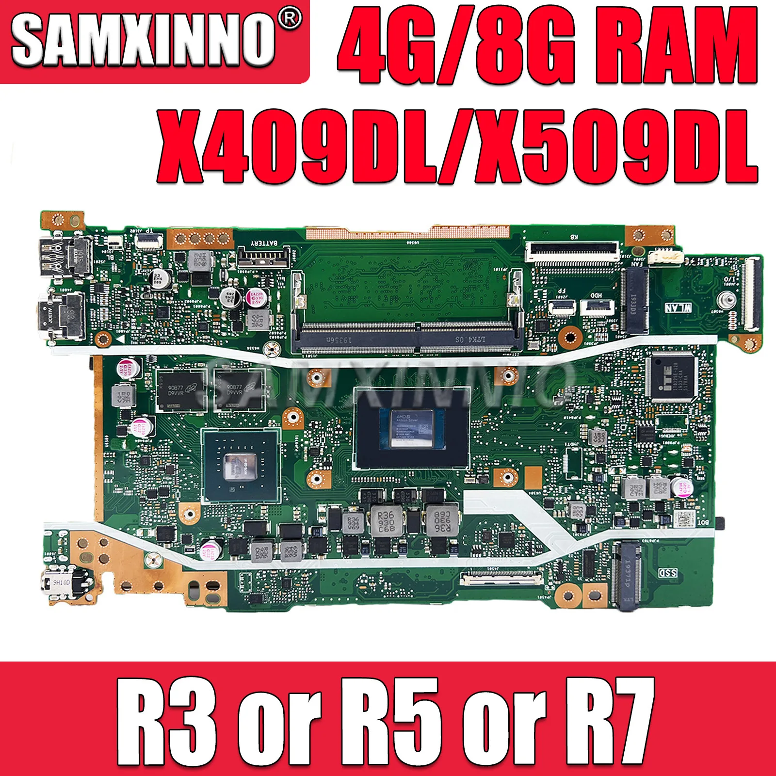 

X409DL Mainboard For X509DL X509DA X409DA X409DAP X509DAP X409DJ M409D X409D X509DJ Laptop Motherboard R3 R5 R7 CPU 4G/8G RAM