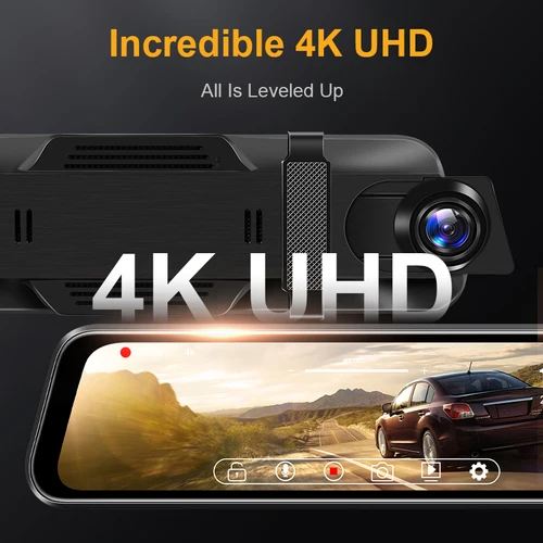 Imagen 2 del producto Jansite 10 pulgadas coche DVR Dashcam cámara frontal 4K Super visión nocturna pantalla táctil cámara de coche cámara de salpicadero soporte grabadora de doble lente