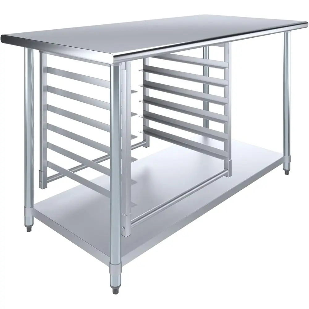 

Stainless Steel Work Table 30x60 with Sheet Pan Rack & Lower Shelf
