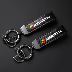 High-Grade Leather Car Ring Keychain Trinket Zinc Alloy Keyrings For Fiat Abarth 124 spider 500 595 695 C Accessories