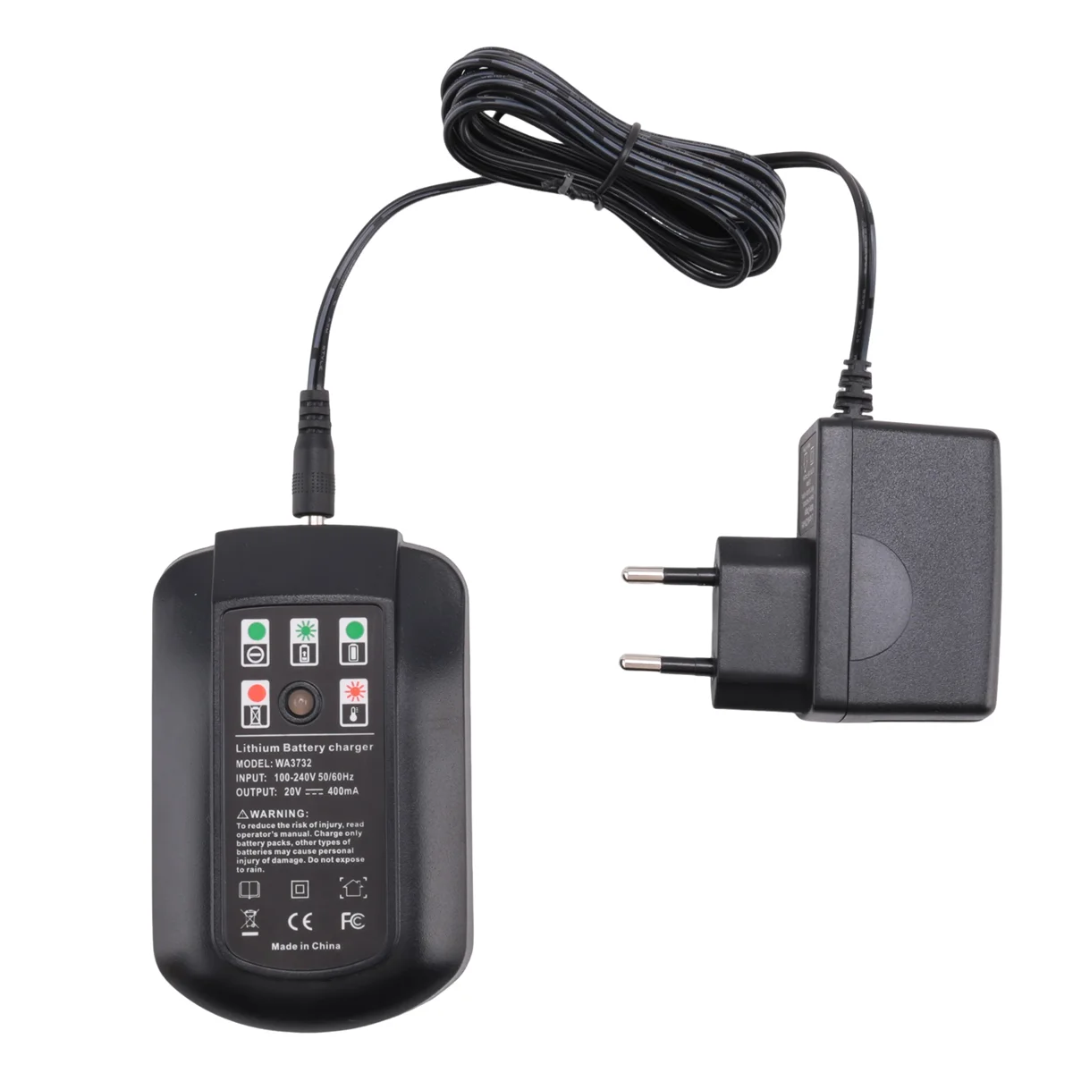 ABFKW WA3742 20V Lithium Charger for Worx 18V 20V Lithium Battery WA3578 WA3525 WA3520 WA3575 WA3742 WA3732, EU Plug