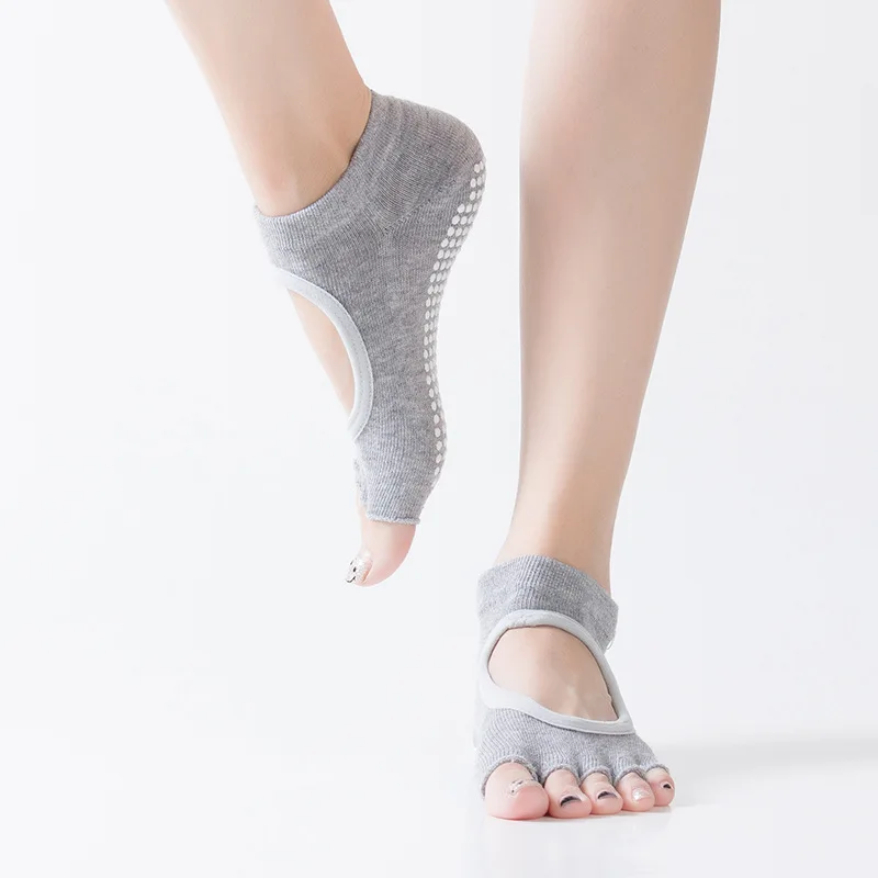 Chaussettes de yoga confortables pour femmes, chaussettes à cinq doigts, chaussettes de sport non ald-ald Pilates, chaussettes fendues de yoga,