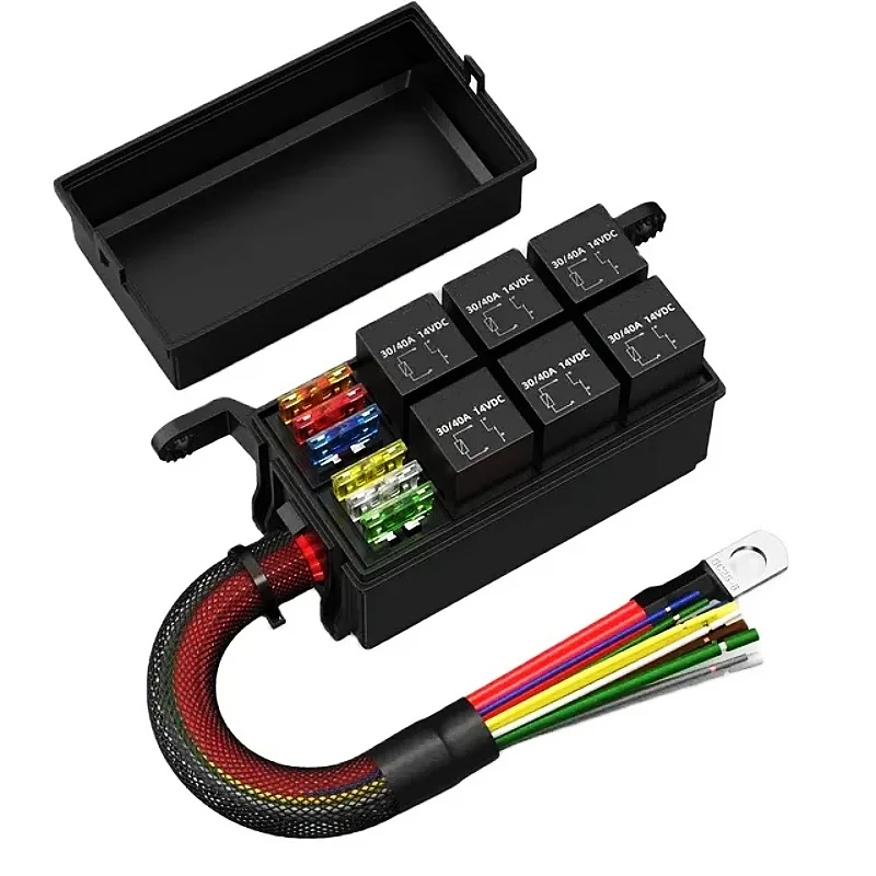 40A 80A Wodoodporna skrzynka przekaźnikowa 12V z 6 szt. przekaźników 4P 12V 24V Skrzynka przekaźnikowa z zestawem przekaźników do samochodów