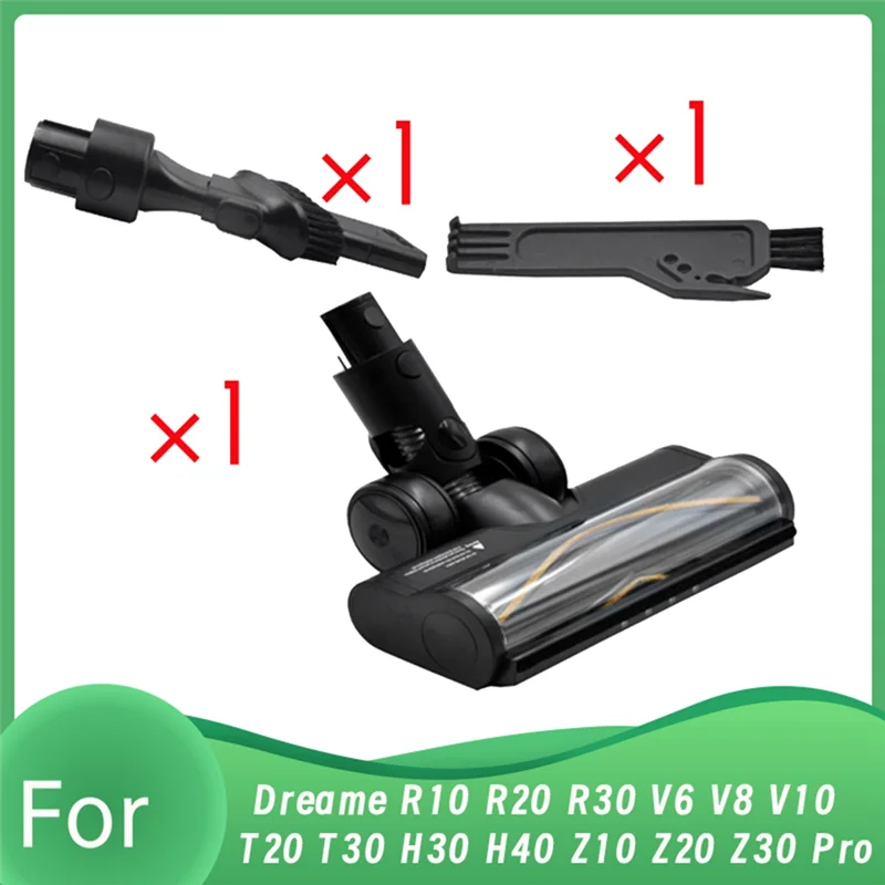 B98A-For Dreame R10 R20 R30 T30 Vacuum Electric Floor Brush Attachment Floor Soft Roller Brush Head With LED Dust Lights