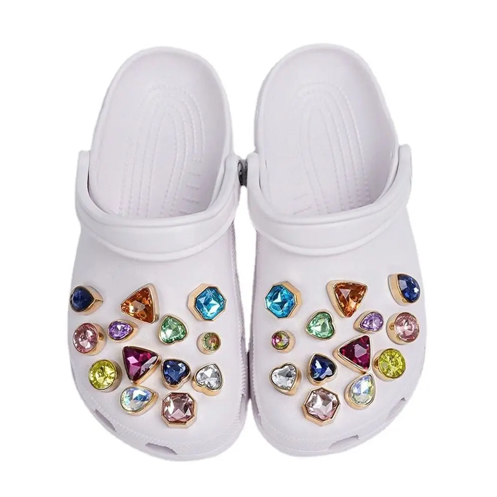 Rhinestone Bling Croc Charms Crystal Diamond Metal Chain Shoes Accesories DIY Buckle Pearl Shoes Flower Decorations