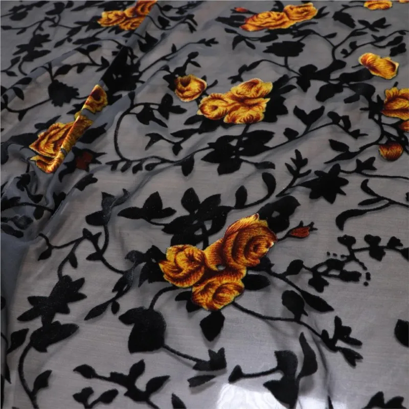 Gaun tidur cheongsam dari kain beludru viscose brokat tenun bermotif dan berwarna pecah-pecah