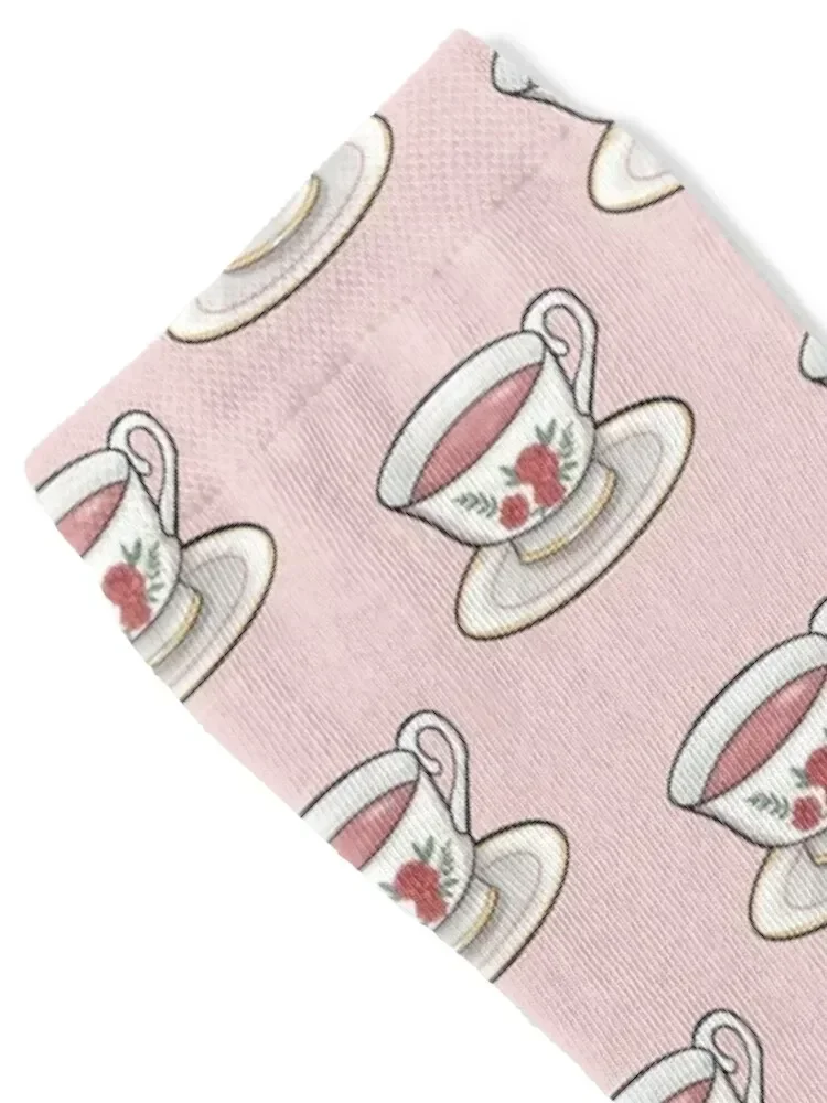 Cup of Tea, Pink Rose Teacup Socks heated anti-slip new in's sports and leisure Socks Male Women's