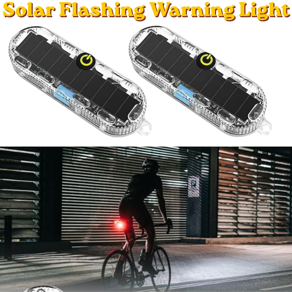 Solar Warning Light Waterproof Anti-collision Strobe Flash Signal Lamp Motorcycle Brake Tail Light Modified Flash Light
