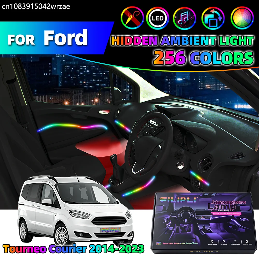 

14 in 1 For Ford Tourneo Courier 2014-2023 Years Car Interior Ambient Lights Strips Breathing Lighting Kit App Control Auto LED