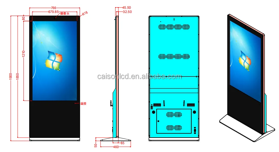 Display digitale pubblicitario LCD da pavimento IP66 da 55/65/75 pollici e segnaletica Supporto impermeabile per esterni Touch ad alta luminosità