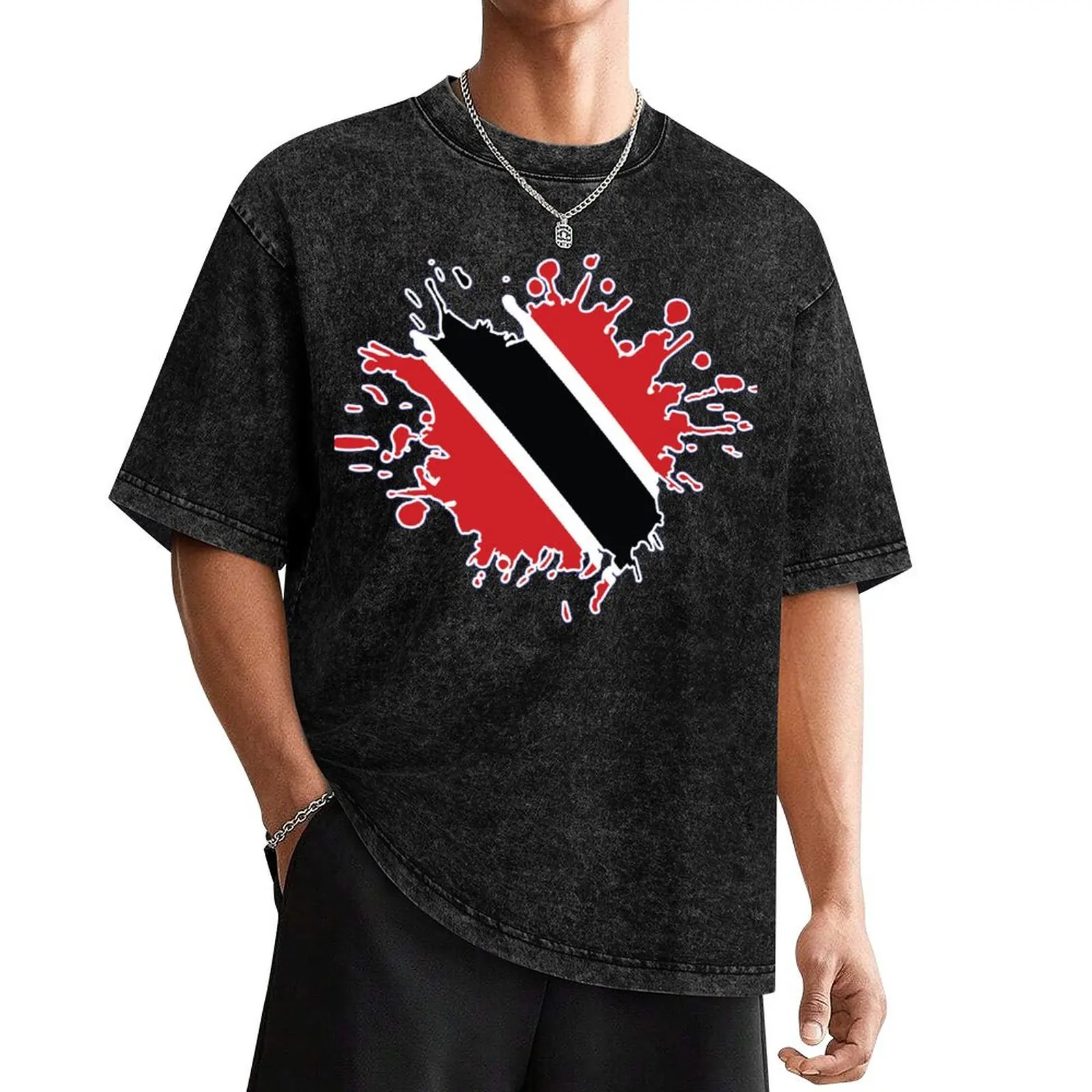 

Trinidad and Tobago National Flag Splash T-Shirt cute clothes Blouse slim fit t shirts for men