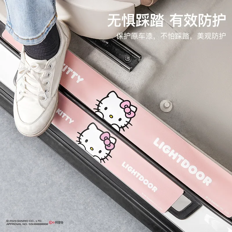 Kawaii Sanrio Car Door Sill Protection Strip Anti-Pedal Wear-Resistant Pu Cartoon Hello Kitty Cute Car Decoration Accessories