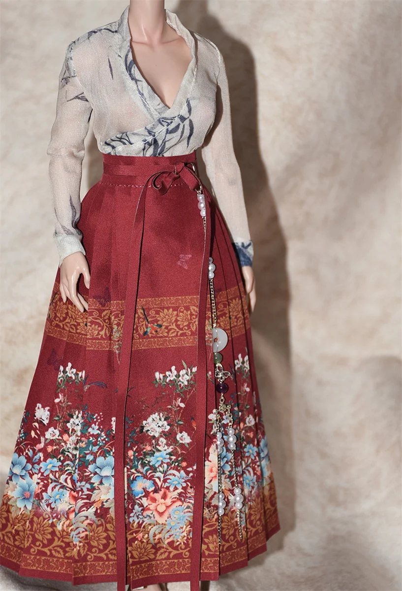 الزي القديم الملابس دعوى 1/6 الإناث مطوي تنورة رداء Hanfu فستان طويل سلالة مينغ نموذج ل 12 "" ألعاب شخصيات الحركة #2