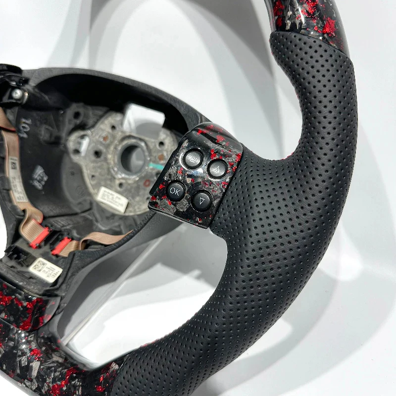 

Suitable Real Red Forged Carbon Fiber Steering Wheel B6 5 Jetta Mk5 B7 R Car Par