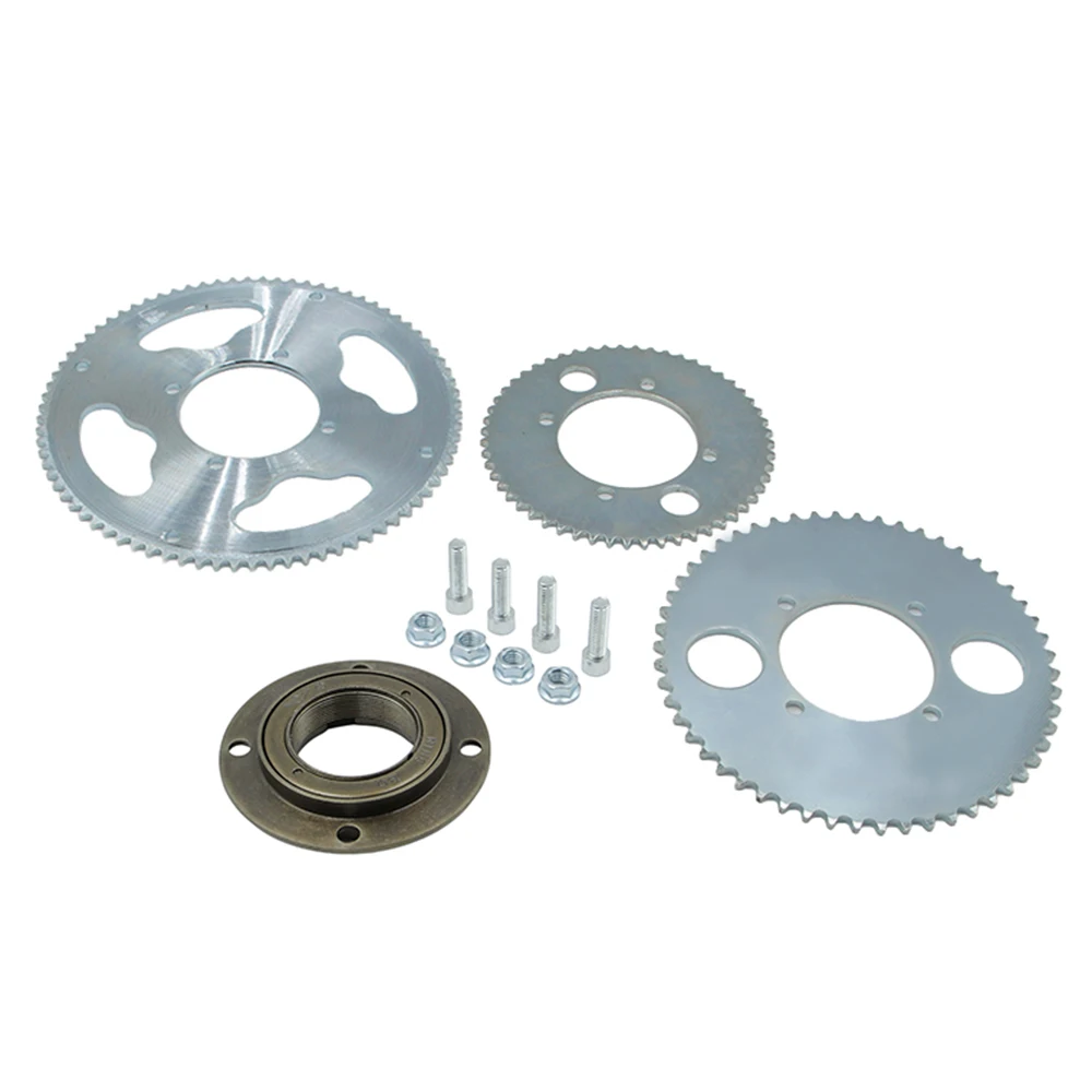 25H 55T/65T/80T Teeth Rear Sprocket Gear With Free Wheel Ratcheting Adapter Kit For Electric Bicycles Go Kart Scooter Mini Bike