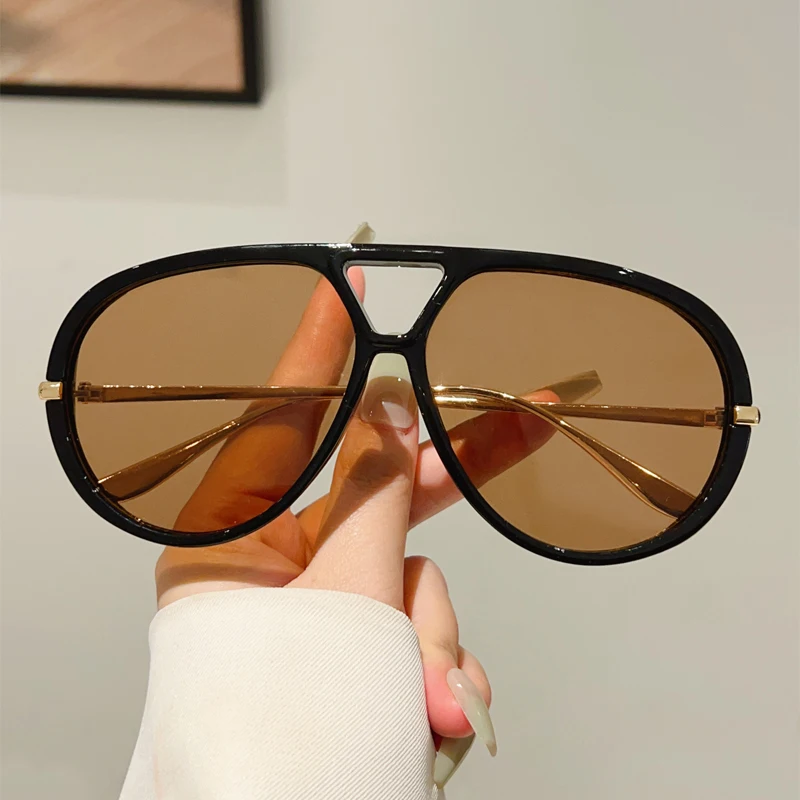 Oversized Pilot Sunglasses New in Vintage Double Bridge Sun Glasses Women Trendy Brand Design Outdoor Shades Eyewear UV400 image 4