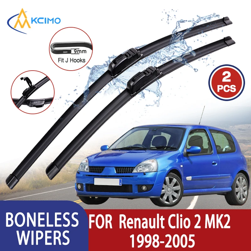 

Kcimo для Renault Clio 2 MK2 1998-2005 Автомобильный дворник U-типа, мягкий резиновый бескостной дворник HD, тихий прочный автомобильный дворник 21 "+ 21"
