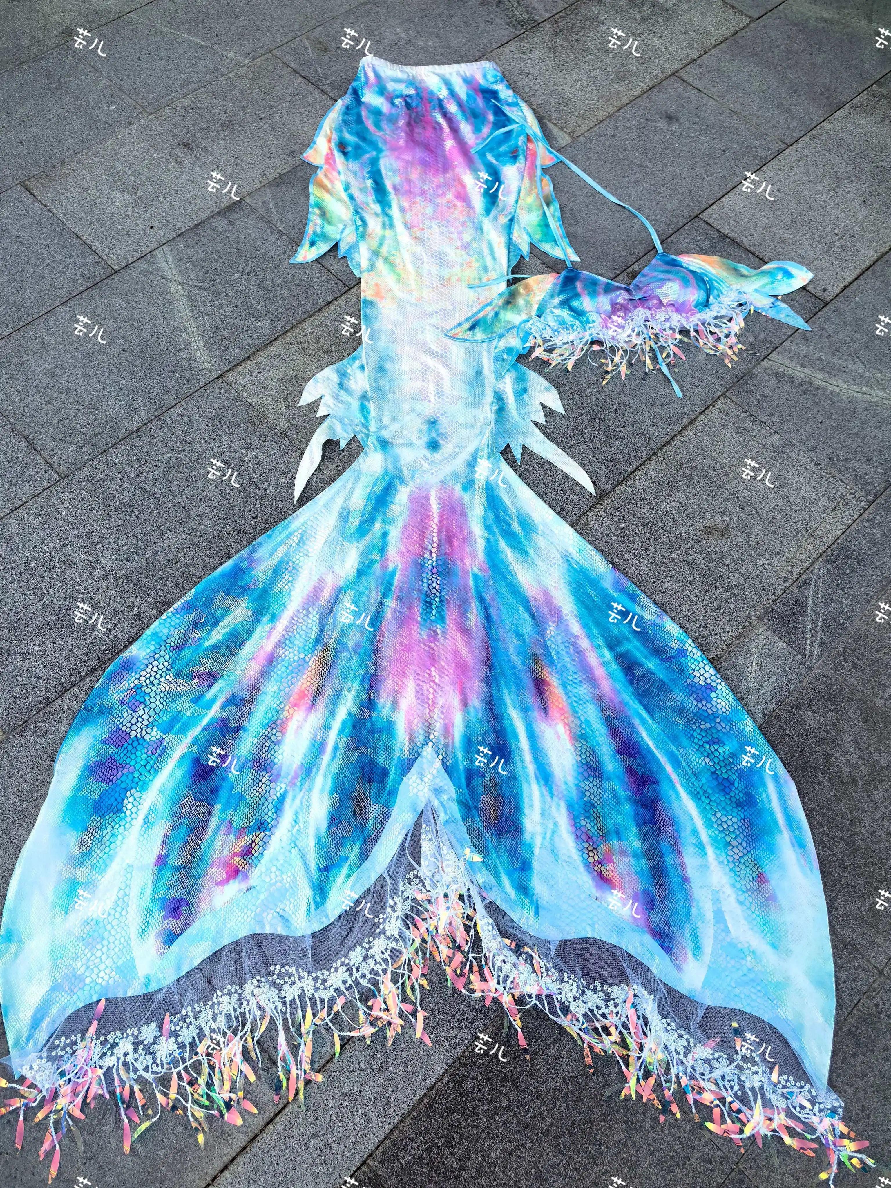 

Ultra Light Floating Gauze Hot Stamping Mermaid Tail Diving Aquarium Swimsuit Set Cos Mermaid Performance Tail Customized Size