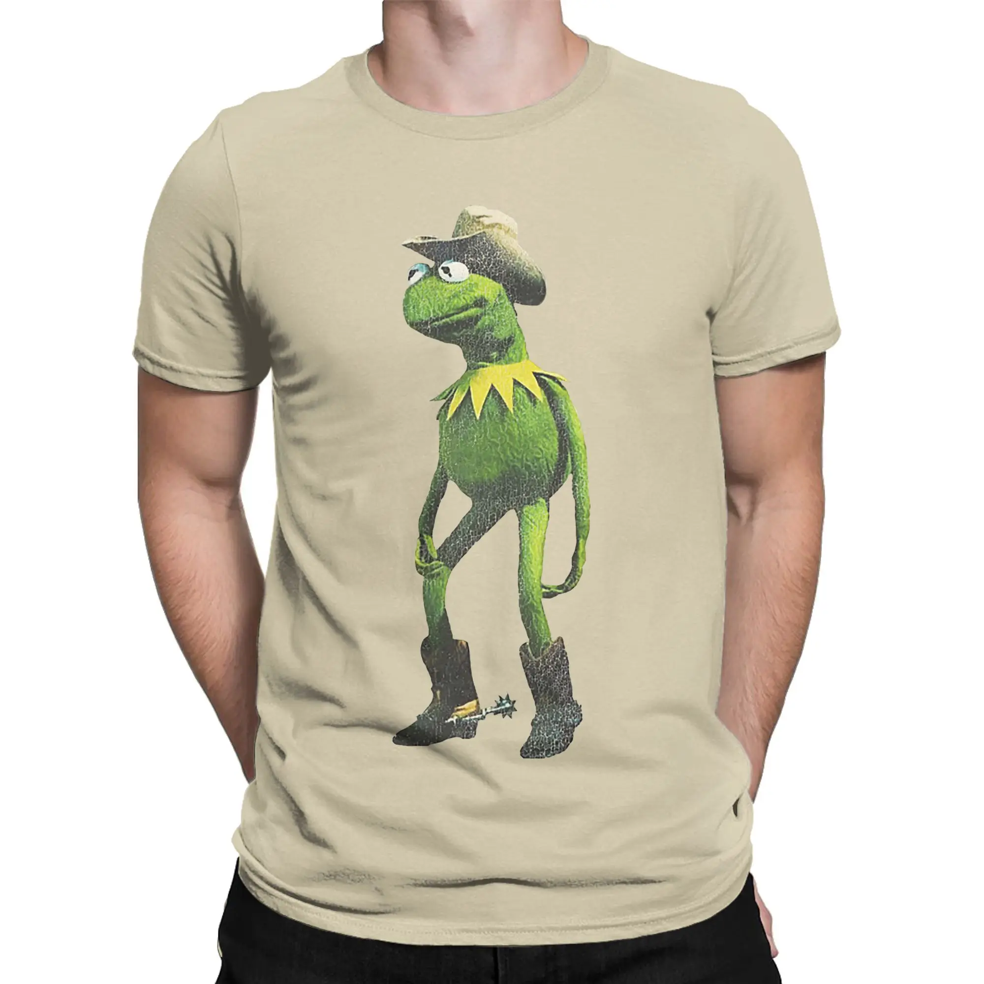 Cowboy Kermit Muppets T Shirt for Men Pure Cotton Creative T-Shirts Round Neck  Tee Shirt Short Sleeve Clothes 6XL