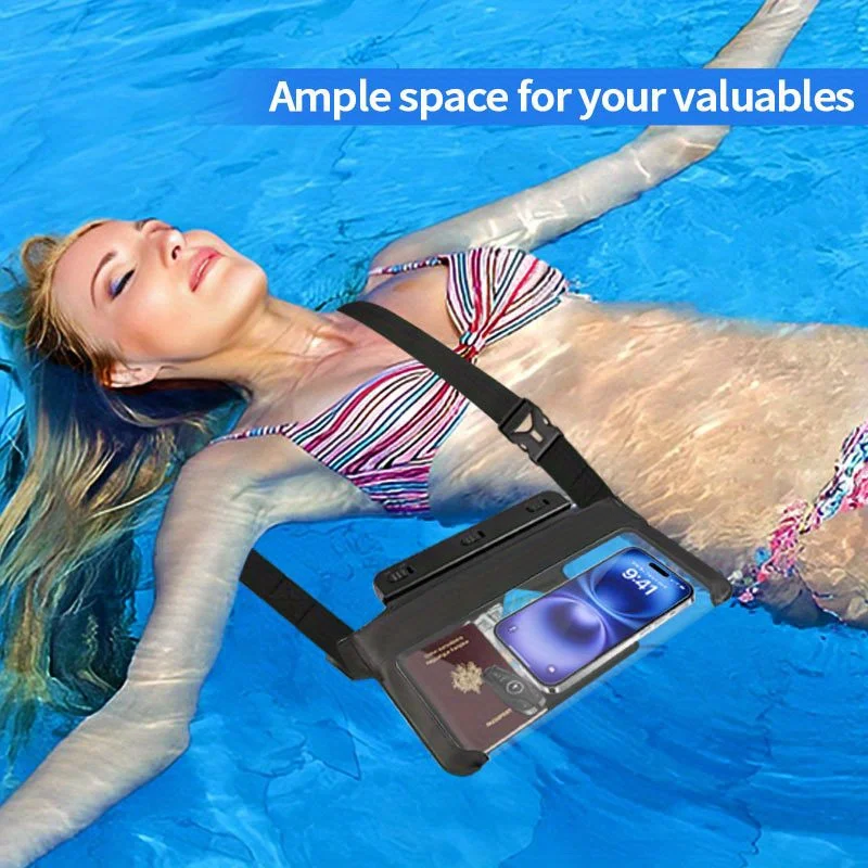 HAISSKY 3 Clips Wateproof Waist Swimming Bags Men Women Outdoor Travel Phone Earphone Cards Storage Waist Pack For iPhone Xiaomi view 6