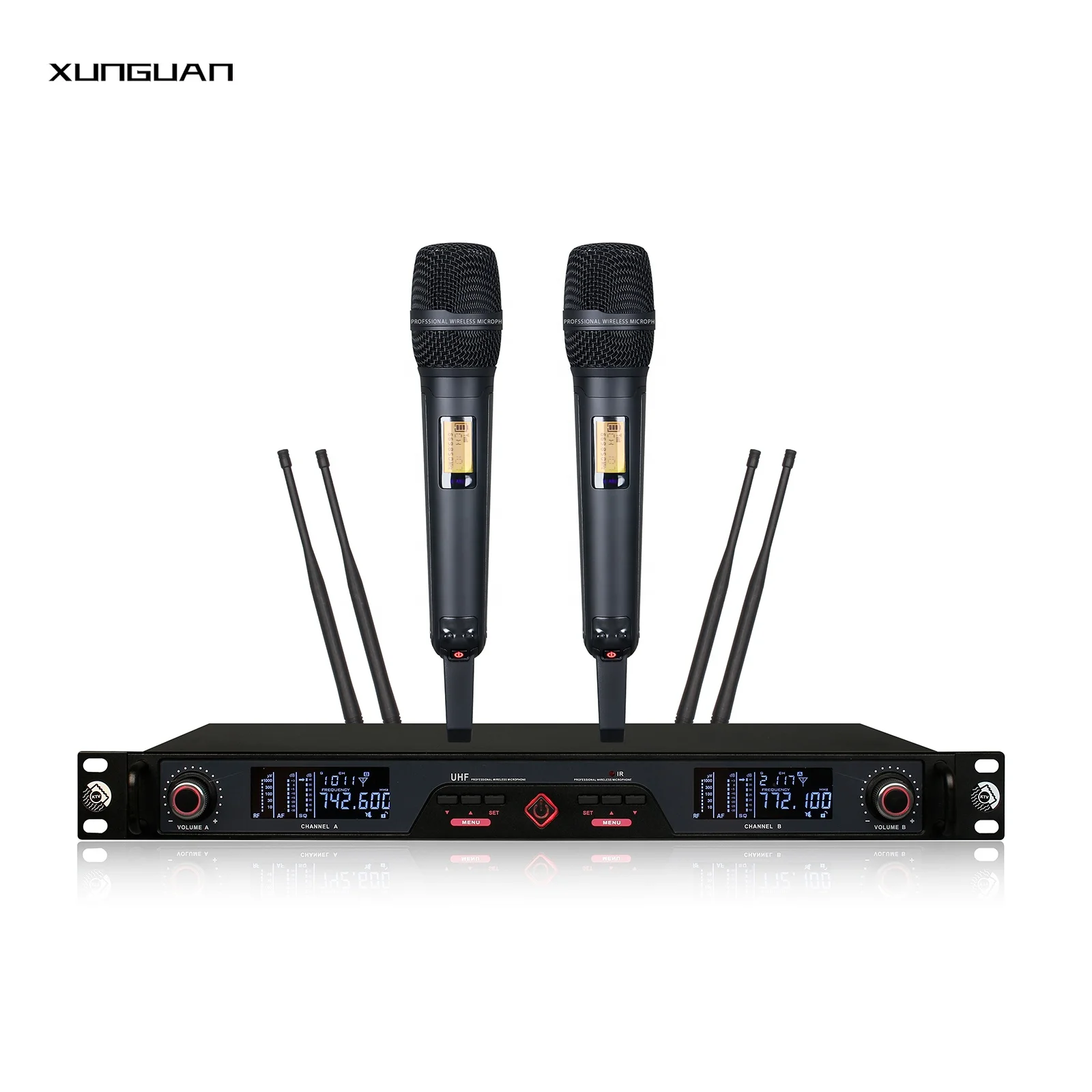 

U10B Long Distance True Diversity UHF IR Wireless Microphone One by Two 2CH Metal Handheld/Lapel Collar/Headset