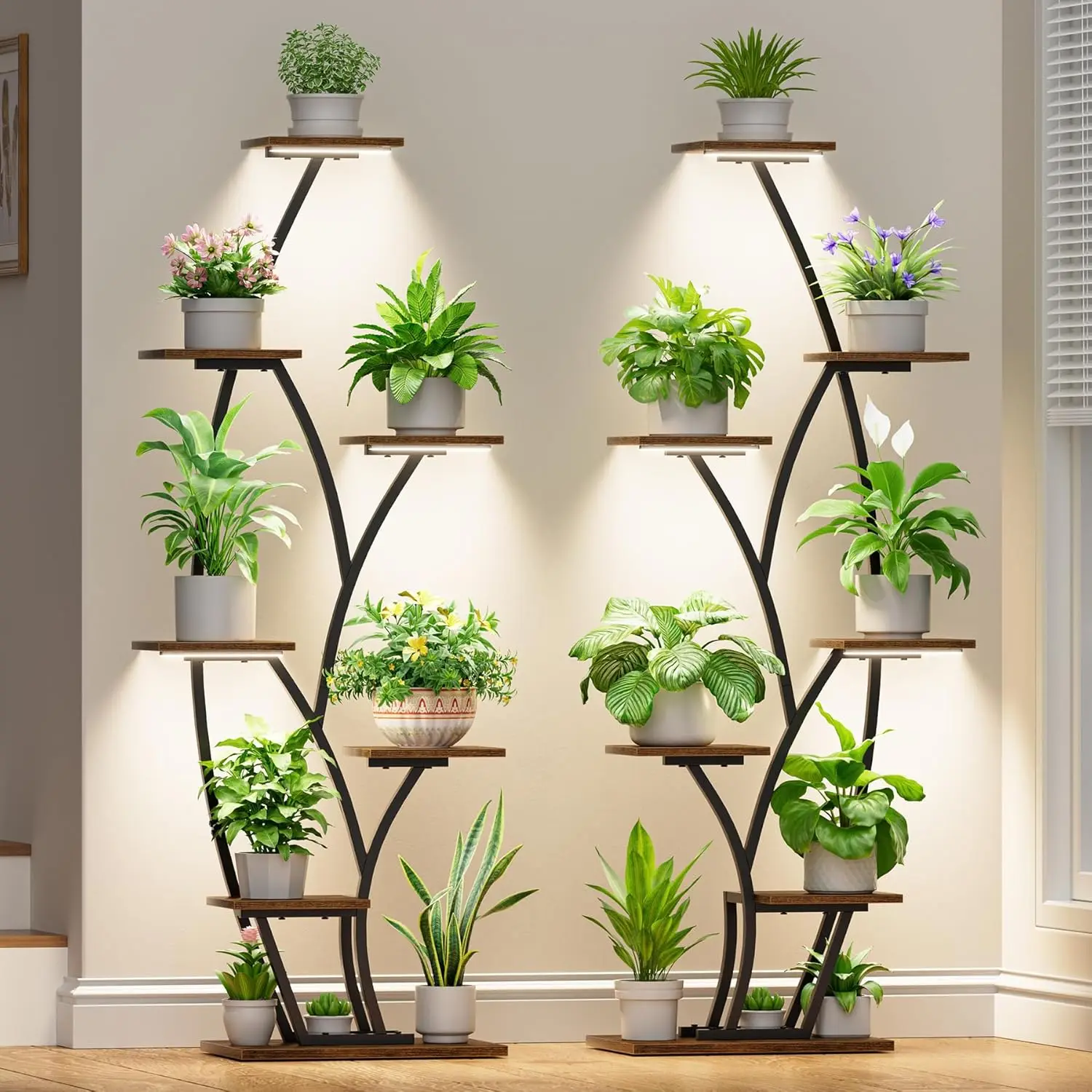 

Plant Stand Indoor with Grow Lights - Lighted Indoor Plant Shelf Tall, 61' 7 Tier Large Plant Stands
