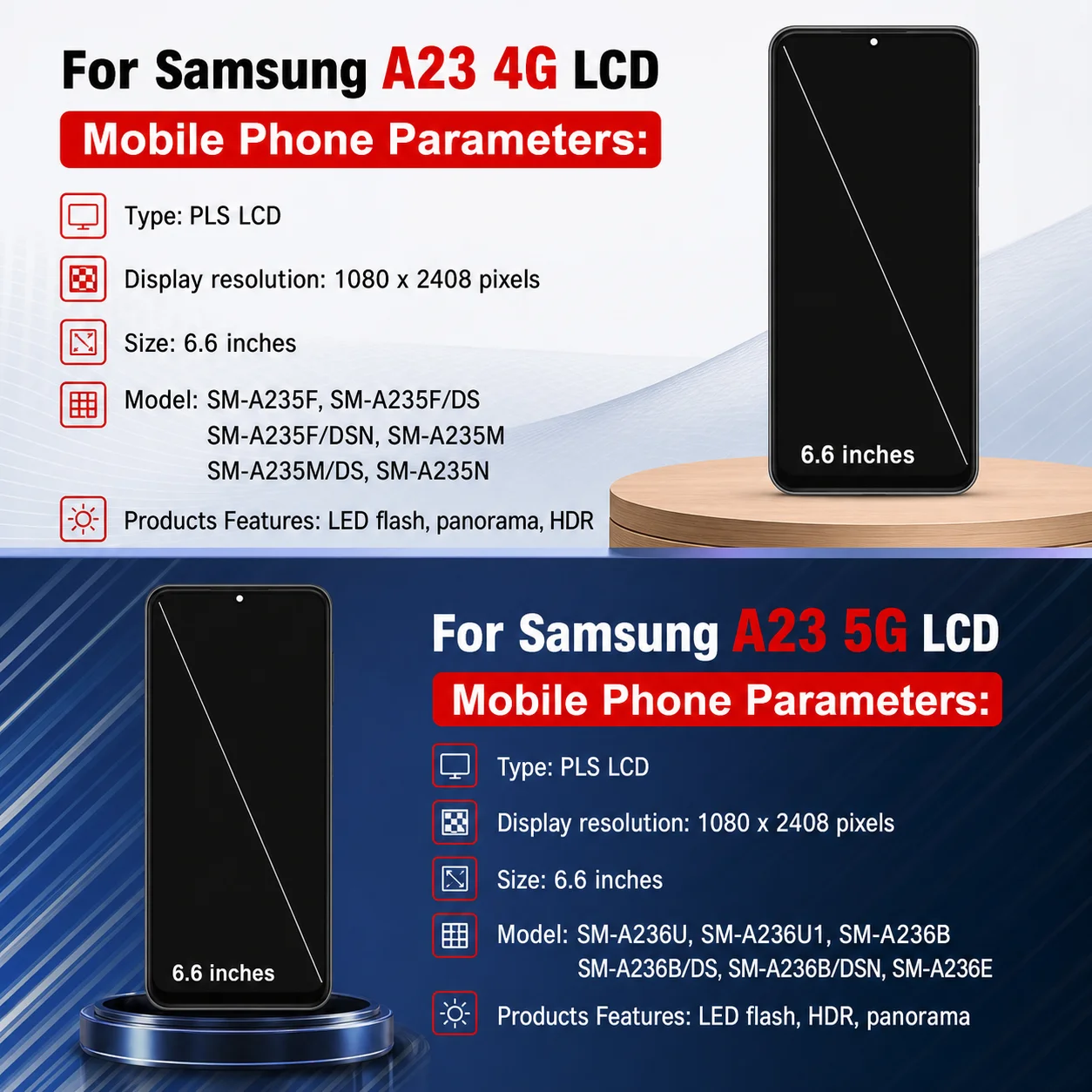 IPS Display For Samsung Galaxy A23 LCD A235 SM-A235F Touch Screen Digitizer A23 5G Display A236 LCD SM-A236U A236B Replace Parts
