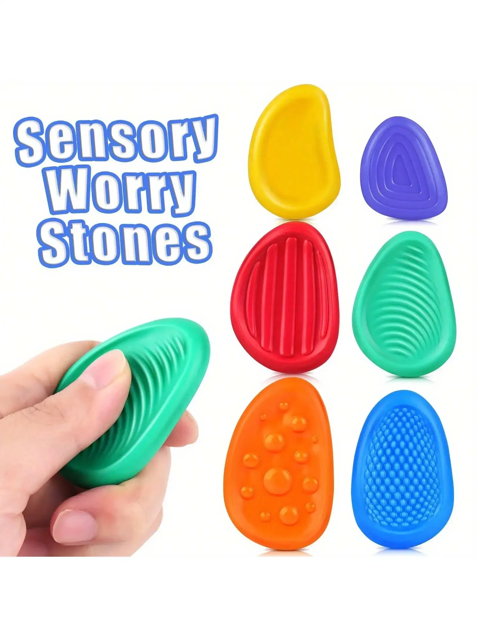 

Sensory Worry Stones: Textured Soft Fidget Toys For Teenager - Calming Stress Relievers For Anxiety, And Students,Fidget Toys