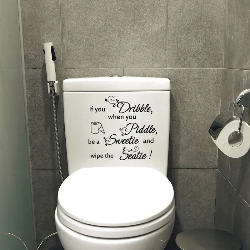 Toilet Sticker, Clean Pee Prompt Language, Little Man Toilet Seat Cover Sticker, Self-adhesive Wall Sticker, Bathroom Decoration