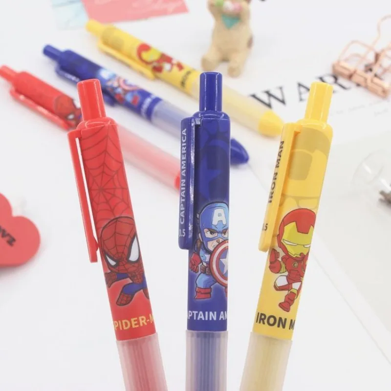 Wunder Spiderman Iron Man Kapitän Amerika Cartoon Presse Gel Stift coole Jungen große Kapazität schnell trocknende Schwarz wasser Stift Briefpapier