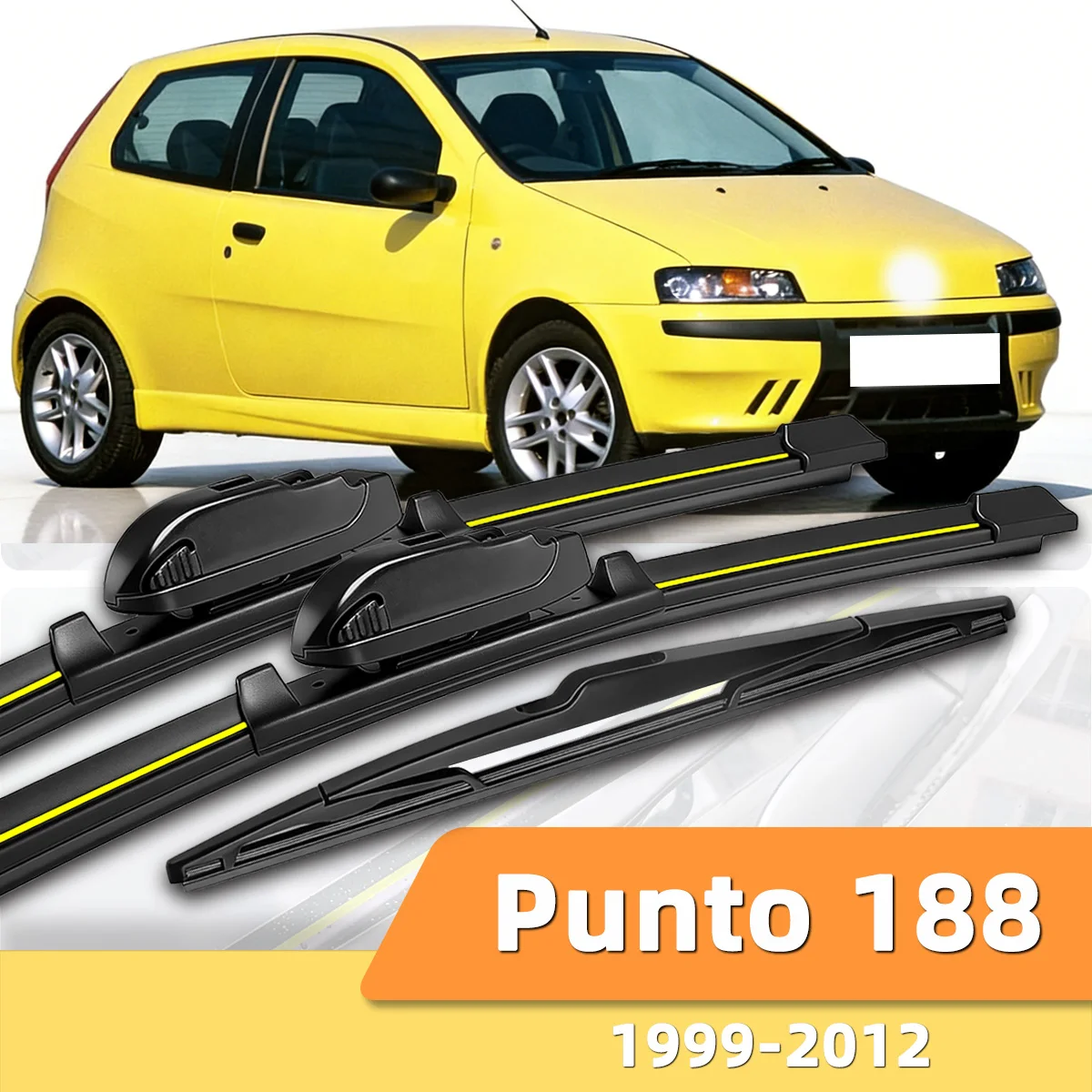 

3 шт. передних и задних дворников для Fiat Punto 188 1999-2012, автомобильные аксессуары для лобового стекла 2002, 2006, 2008, 2011 годов