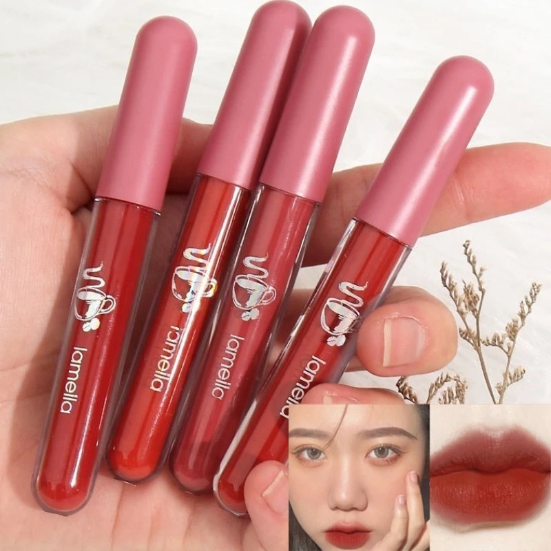 Mist Velvet Texture Lip Gloss Nude Matte Red Lipstick Waterproof Long Lasting Moisturizing Lip Tint Korean Makeup Cosmetics