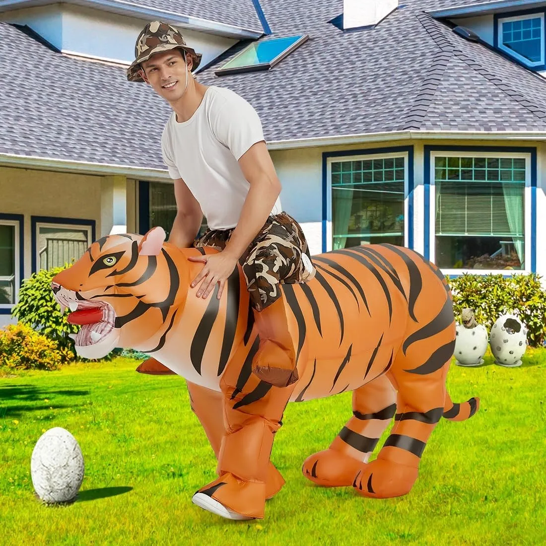 Inflatable Tiger Costume for Adult Halloween Costume Women Man Funny Blow up Costume for Halloween Party Cosplay view 3