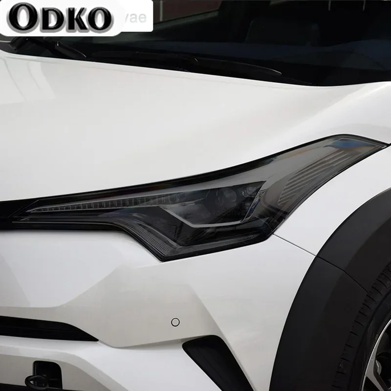 

Защитная пленка для фар автомобиля, передний светильник, прозрачная дымчатая черная наклейка из ТПУ для Toyota CHR 2018 2019 2020, аксессуары AX10