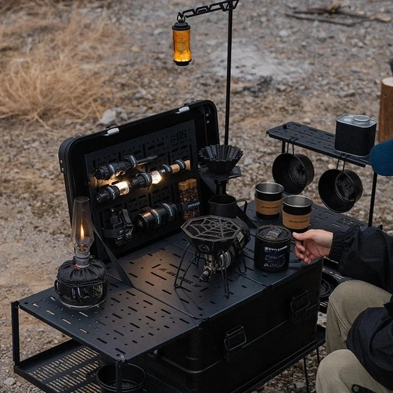 Free Combination Aluminum Storage Case Camping Coffee Case Set Tactical Table Base Multifunctional Modular Combo Kit