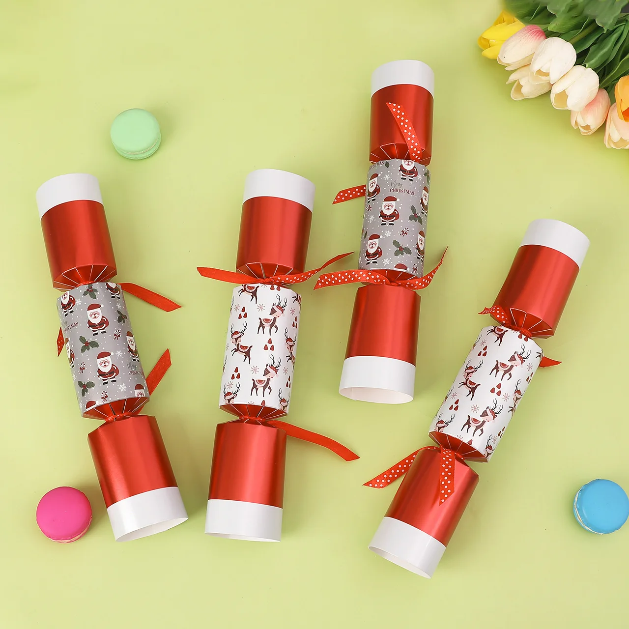 عيد الميلاد تأثيري الدعائم المفرقع الوردي بوبر مع قبعة ورقية الإنجليزية ريدل ورقة الديكور الطرف الديكور