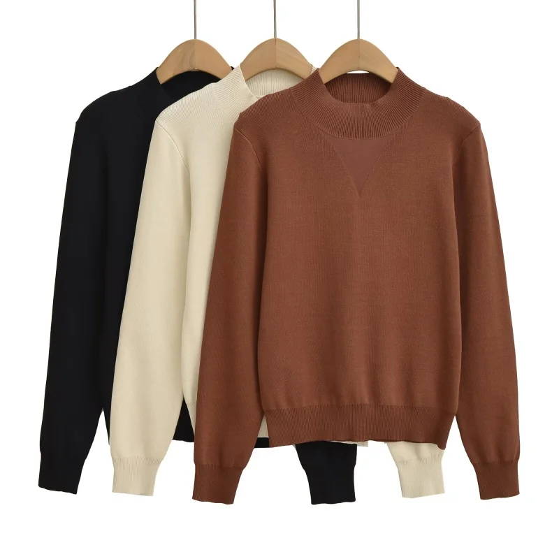 

Loose Long Sve Knitted Sweater f High Collar Commute Versatile Autumn Winter Knitwear Ladies Faion Comfortable Top