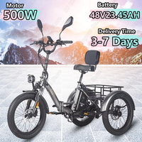 FAFREES F20 MATE Electric Tricycle 500W 48V23.45AH Lithium Battery Adult Electric Bike 20-inch Tire Urban Treight Riding E-bike