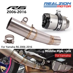 REALZION R6 2016 Motorcycle Exhaust Middle Pipe Exhaust Muffler With 60mm Tail Pipe Escape Link Pipe For Yamaha R6 2006-2015