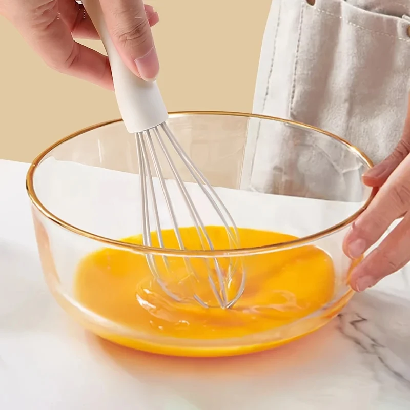 

White Manual Silicone Whisk Hand-Held Mixing Baking Set Cooking Kitchen Tools