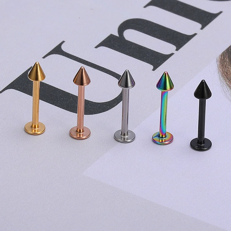 5PC/Set  Stainless Steel Labret Stud Nose Lip Helix Bar Stud Taper Tongue Piercing Ear Tragus Cartilage Earring Body Jewelry