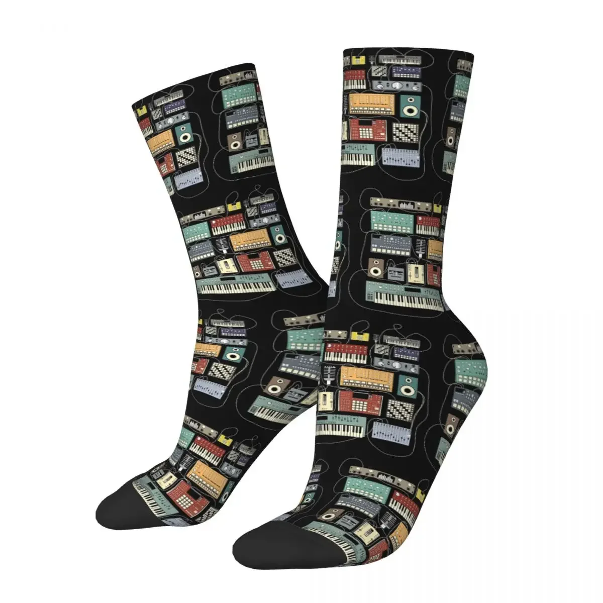 Electronic Musician Synthesizer And Drum Machine Dj Socks Harajuku Sweat Absorbing Stockings All Season Long Socks Accessories