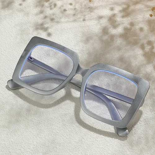 Imagen 1 del producto Montura de gafas cuadrada de gran tamaño Vintage, lente transparente grande y gruesa, antiluz azul para protección de teléfono femenina y masculina