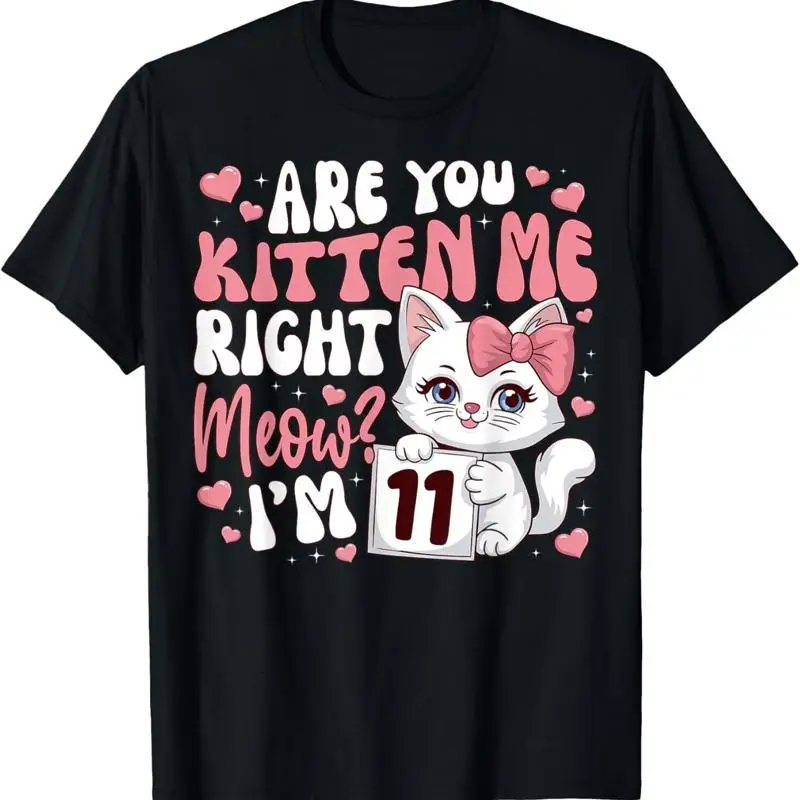 Футболка на 11-й день рождения для девочки, 11 лет, 11-летний котенок, кошка